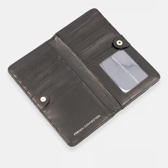 French Connection Black Quilted Zip Around Women's Wallet Large Capacity - Picture 2 of 3